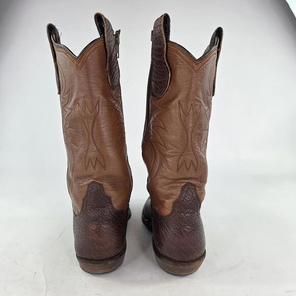 VTG Great Western Custom Boot Two-Tone Leather Boot US 9 Men Side Zip Cowboy - Picture 6 of 15